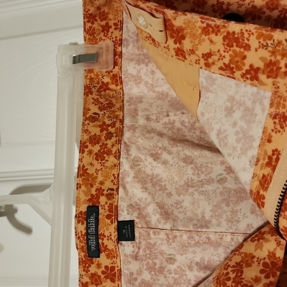 Nwt, Women's High-rise Chino Mini Skirt by Wild Fable in a rust color floral - Picture 7 of 8